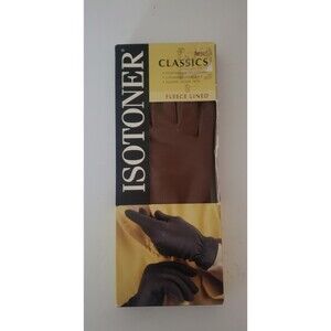 New Vintage Isotoner Classics Brown Fleece Lined Gloves One Size 1998
